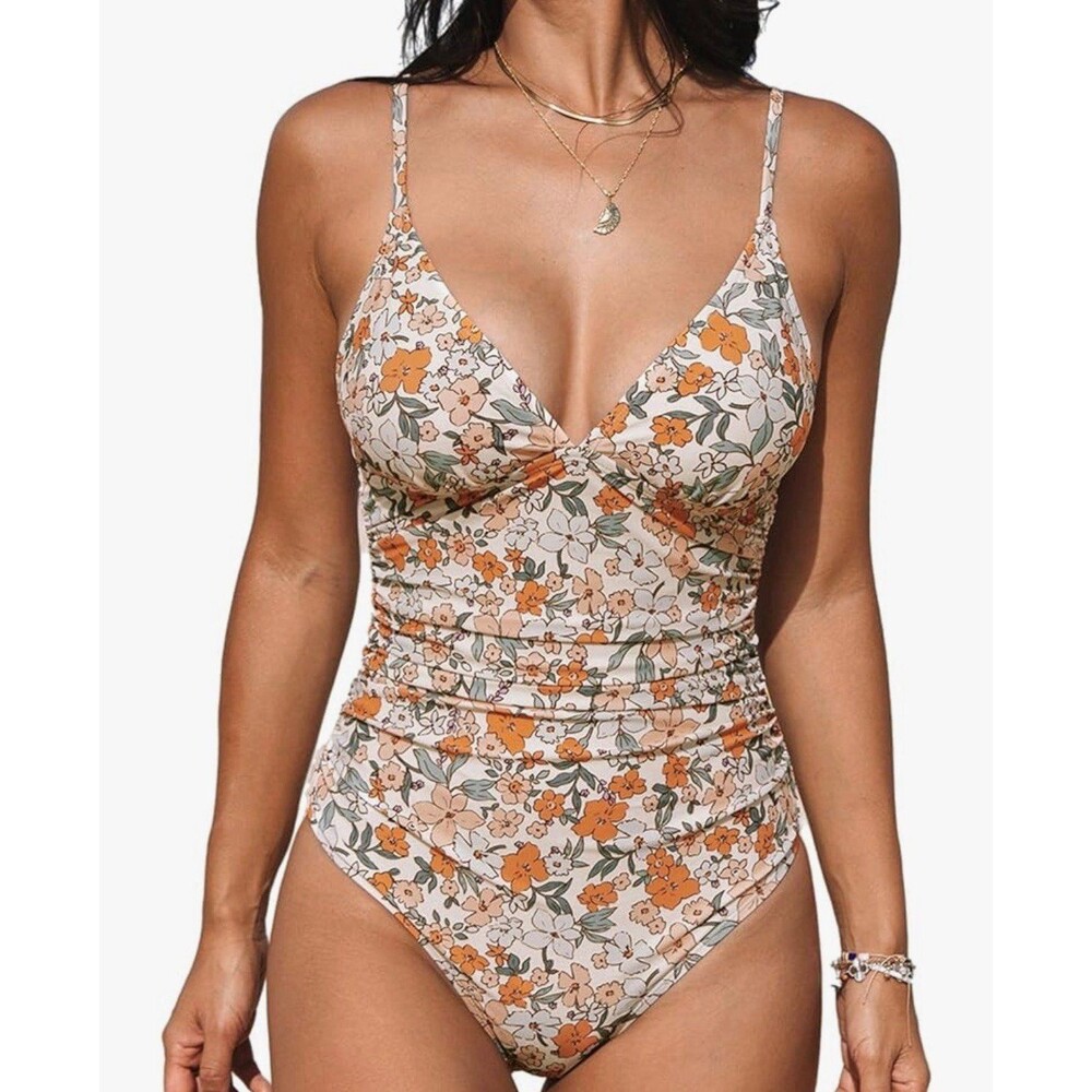 CUPSHE Women's One Piece Swimsuit Tummy Control V Neck Bathing Suits NWT